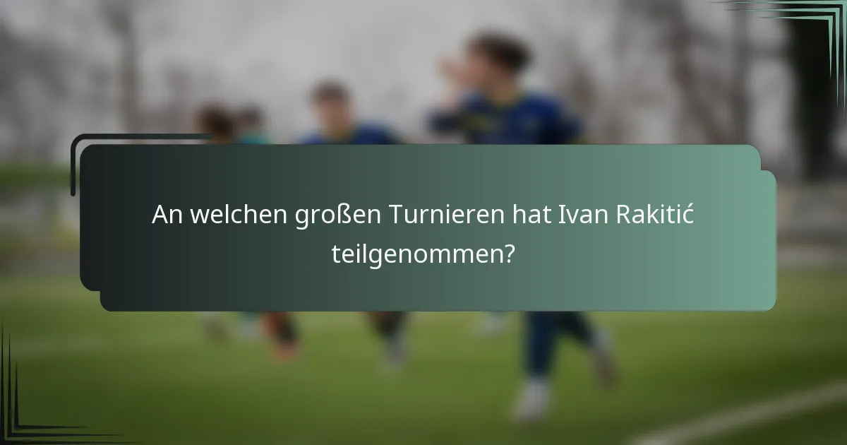 An welchen großen Turnieren hat Ivan Rakitić teilgenommen?