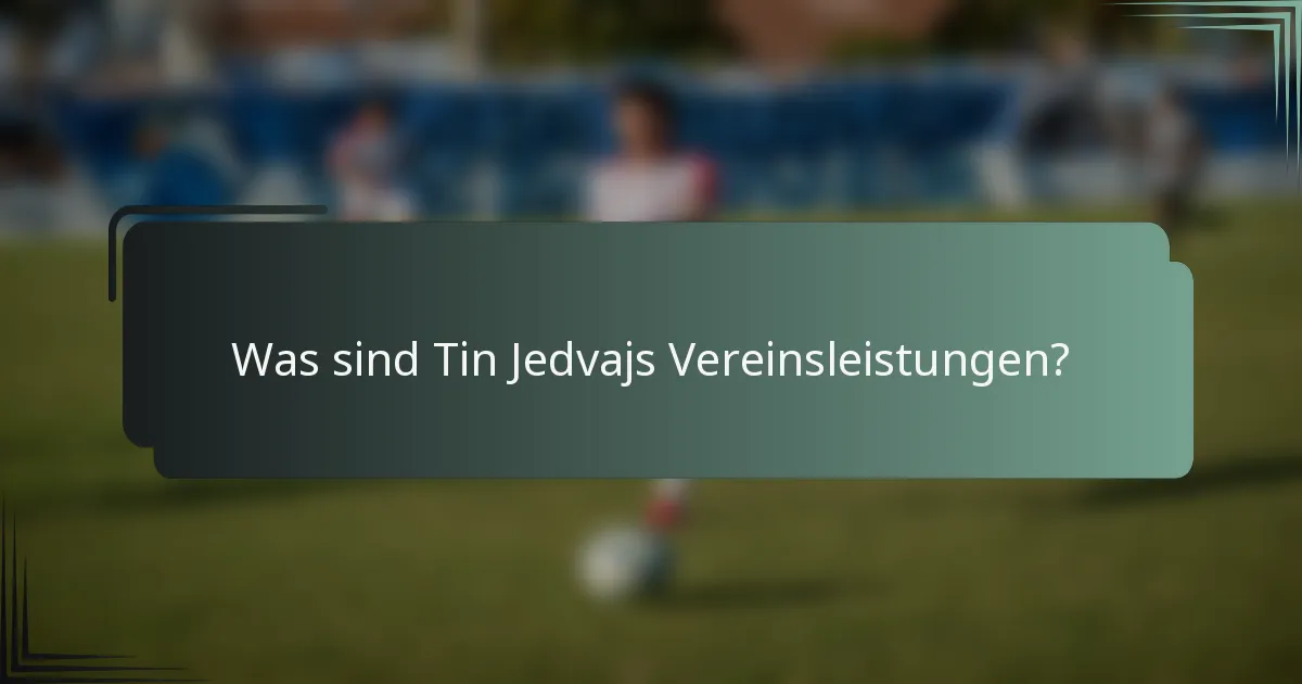 Was sind Tin Jedvajs Vereinsleistungen?
