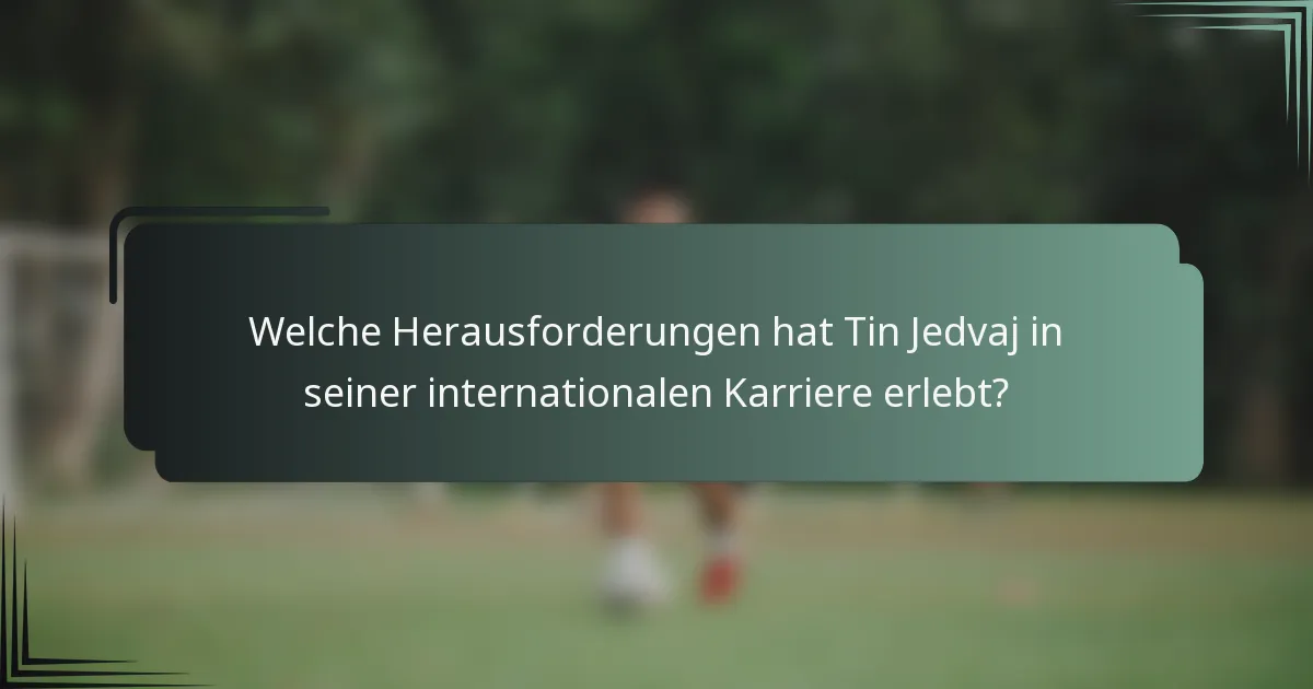 Welche Herausforderungen hat Tin Jedvaj in seiner internationalen Karriere erlebt?