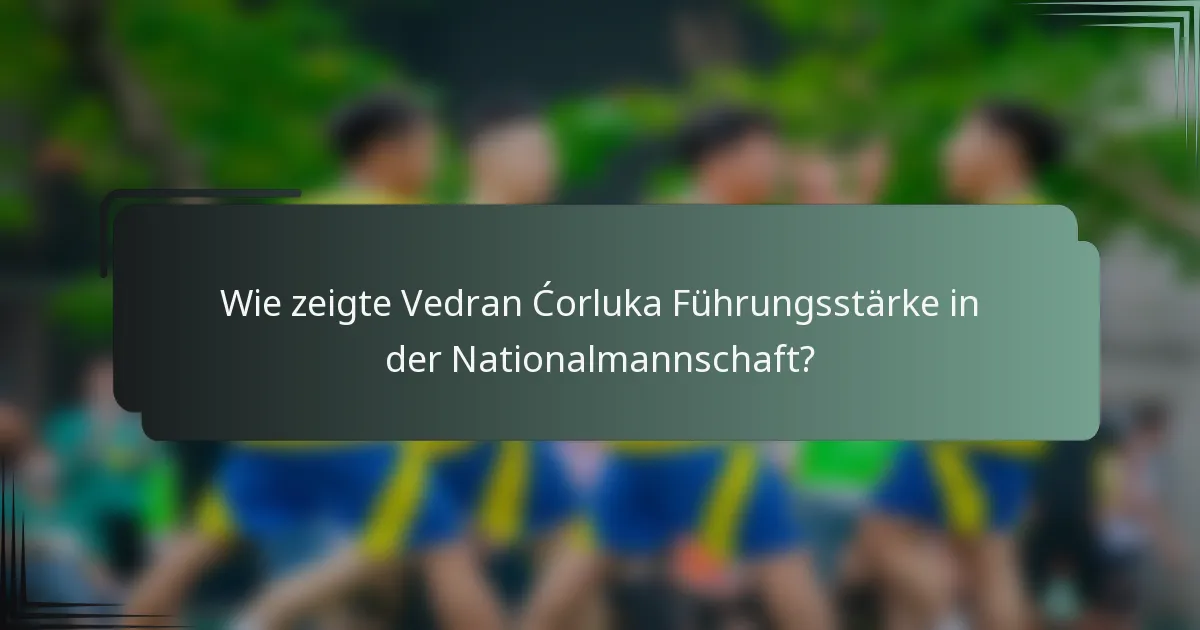 Wie zeigte Vedran Ćorluka Führungsstärke in der Nationalmannschaft?